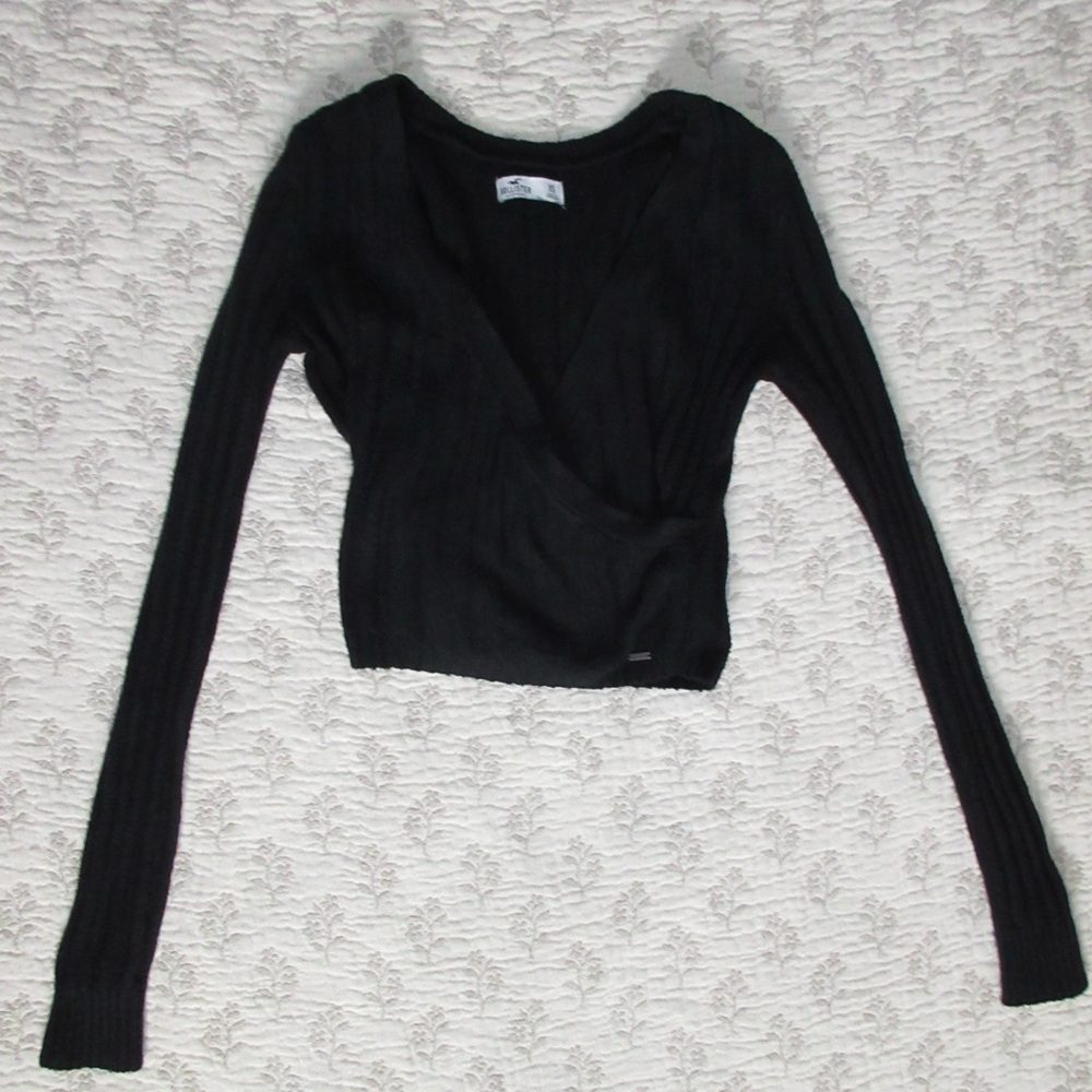 Black V-Neck Women's Top